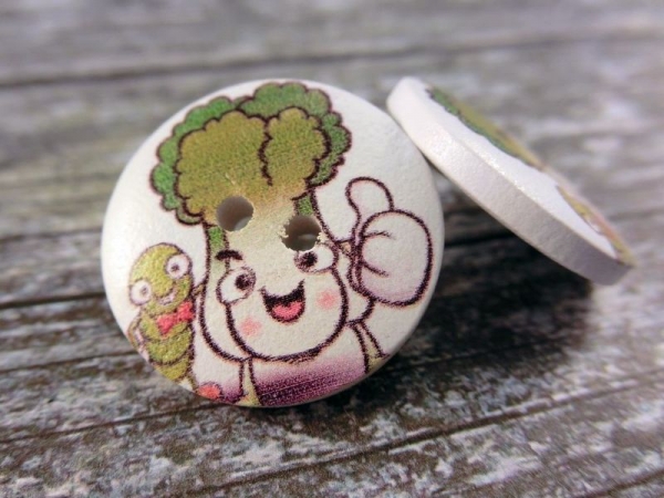 Broccoli Männchen Knopf Ohrstecker Holz Brokkoli